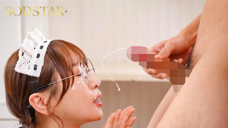 メイド服姿の天神羽衣ちゃんに顔射。