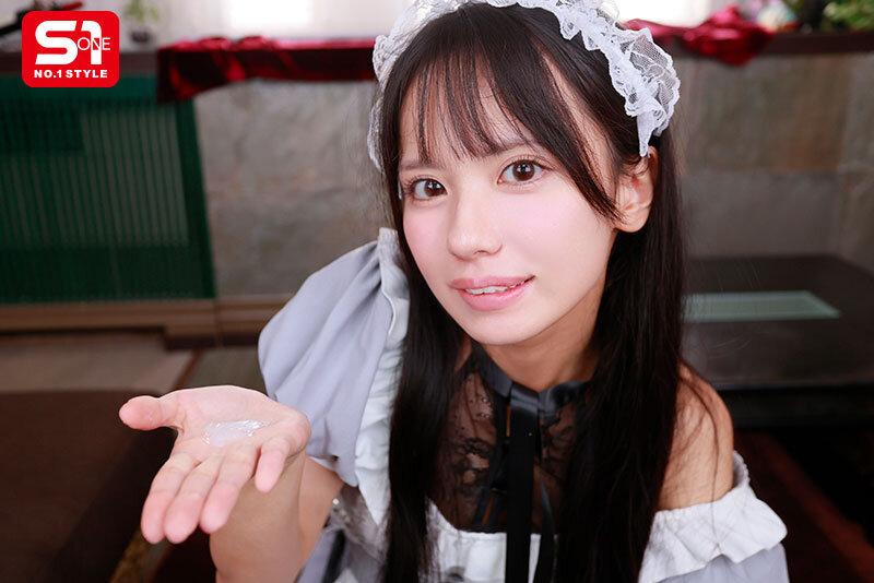 メイド服姿の渚あいりちゃん。口の中に射精。