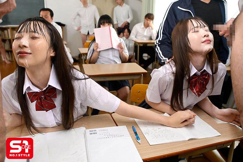 女子高生姿の白上咲花ちゃんと新木希空ちゃん。かわいい顔に射精。