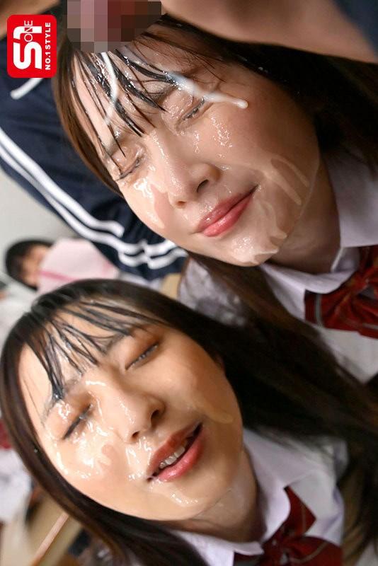 女子高生姿の白上咲花ちゃんと新木希空ちゃん。かわいい顔に射精。