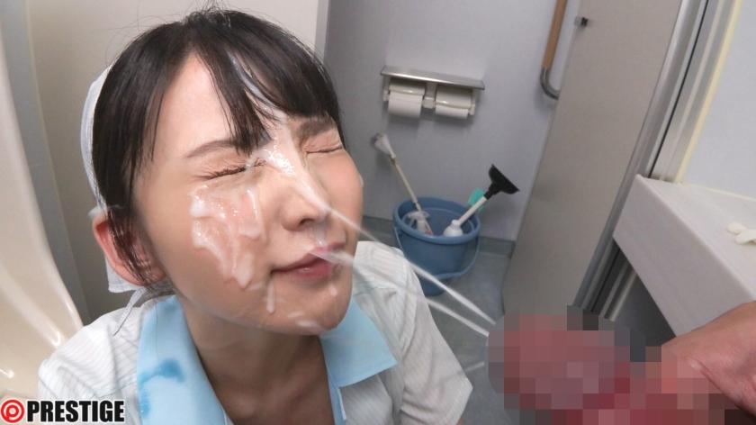 清掃員姿の美ノ嶋めぐりちゃん。かわいい顔に射精。